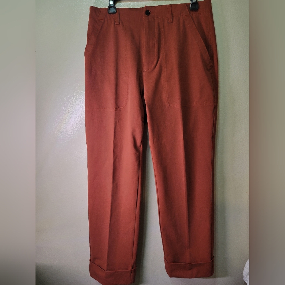 Zara Trousers Chino-Style or High-Waist Rustic 32 Terracotta